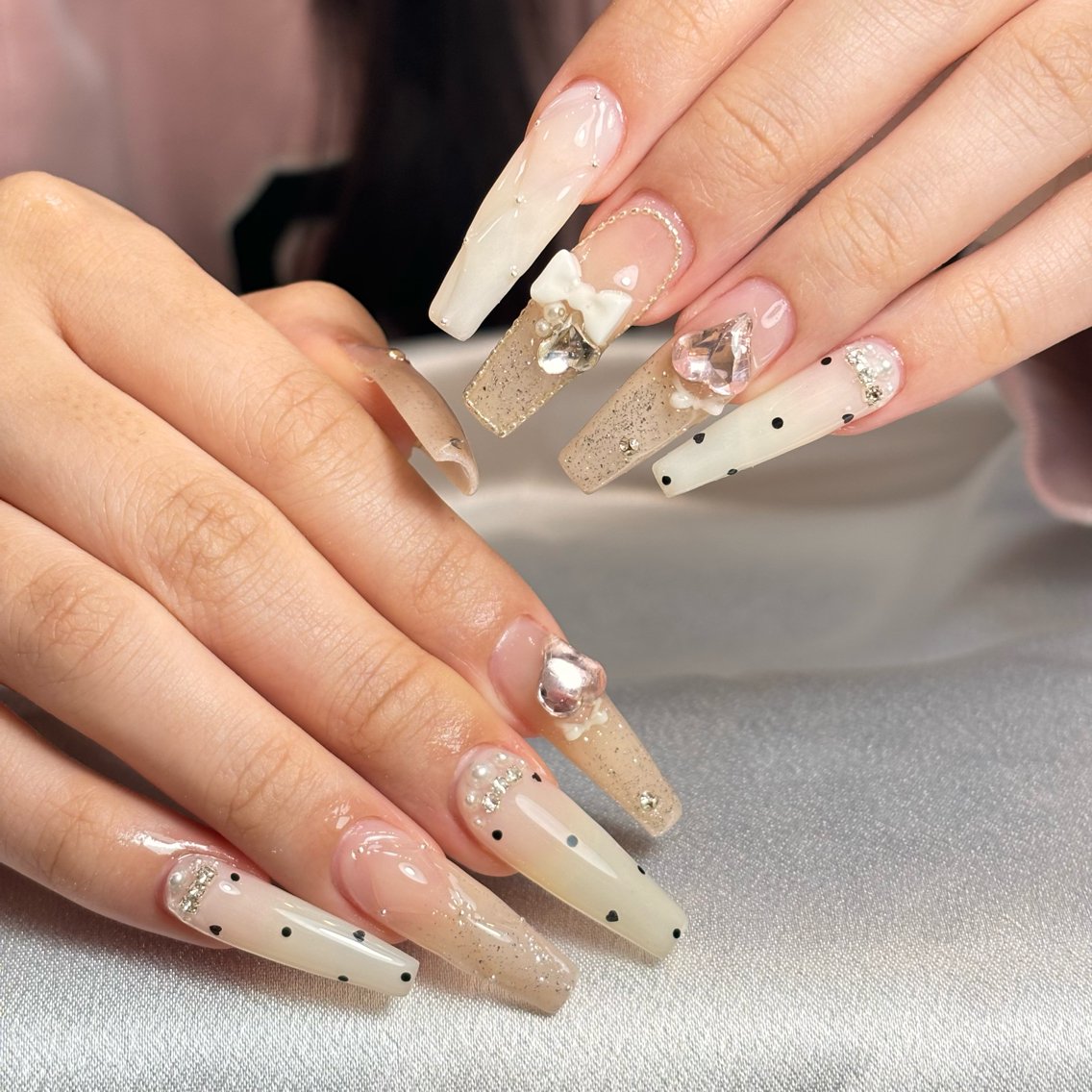 ネイル 桜ネイル 長さ出し フレンチネイル 韓国ネイル マグネットネイル ハンドネイル Kiwami nailsalonのネイルデザイン