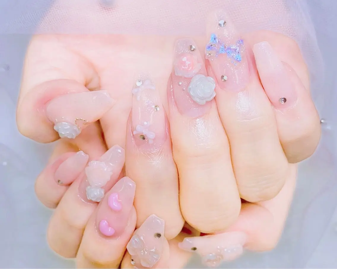 ネイル チークネイル 長さ出し フットネイル 韓国ネイル マグネットネイル ハンドネイル ハンドケア AN NAIL _HOAのネイルデザイン