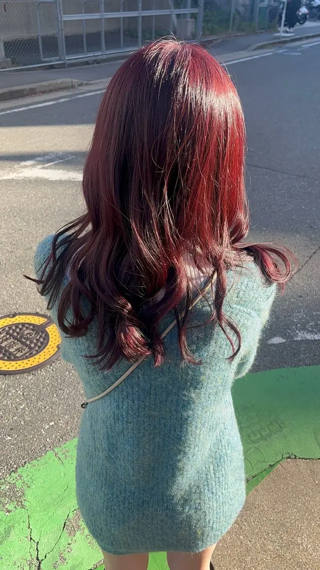 カラー ブラウンカラー レッドカラー えんぐちとも／透明感 カラー／博多ボブのヘアスタイル