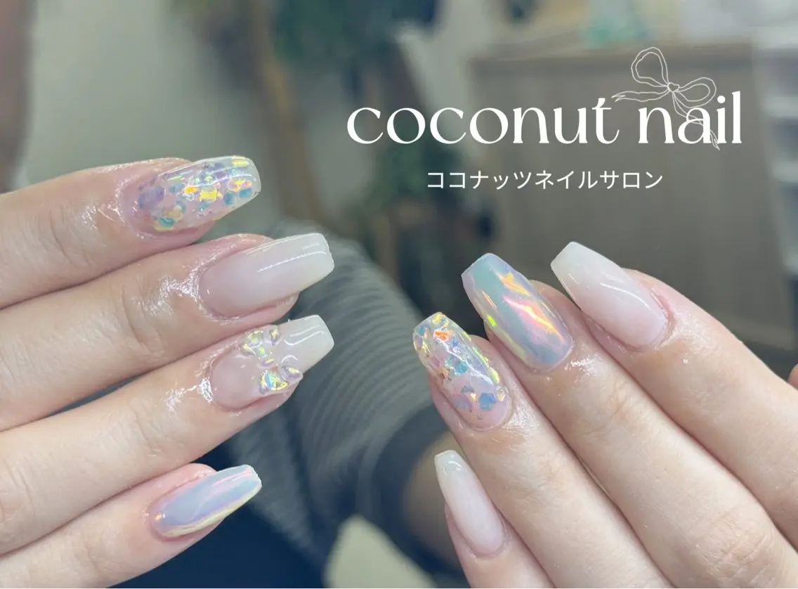 ネイル べっ甲ネイル フレンチネイル キラキラネイル マグネットネイル 大理石ネイル(マーブル) ハンドネイル 神田 ココナッツのネイルデザイン