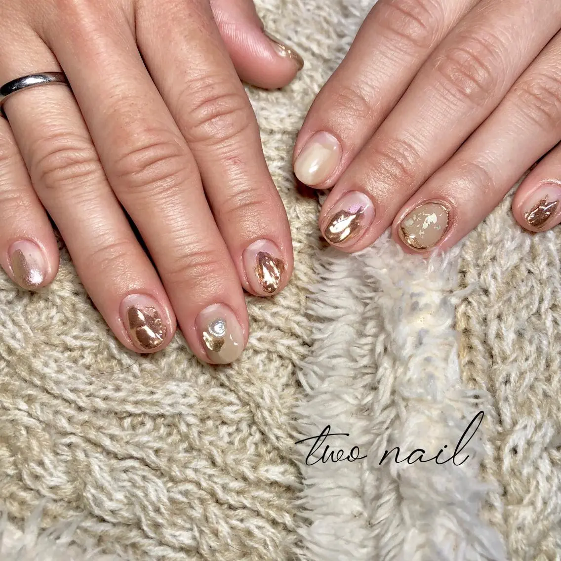 ネイル アートネイル フットネイル ハート ニュアンスネイル ホワイト two nailのネイルデザイン