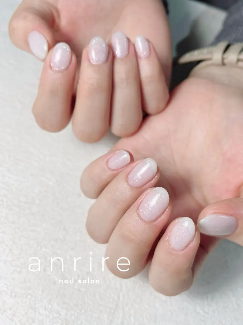 ネイル ブルー ジェルネイル キラキラネイル オフィスネイル ワンカラーネイル nailsalon anrireのネイルデザイン