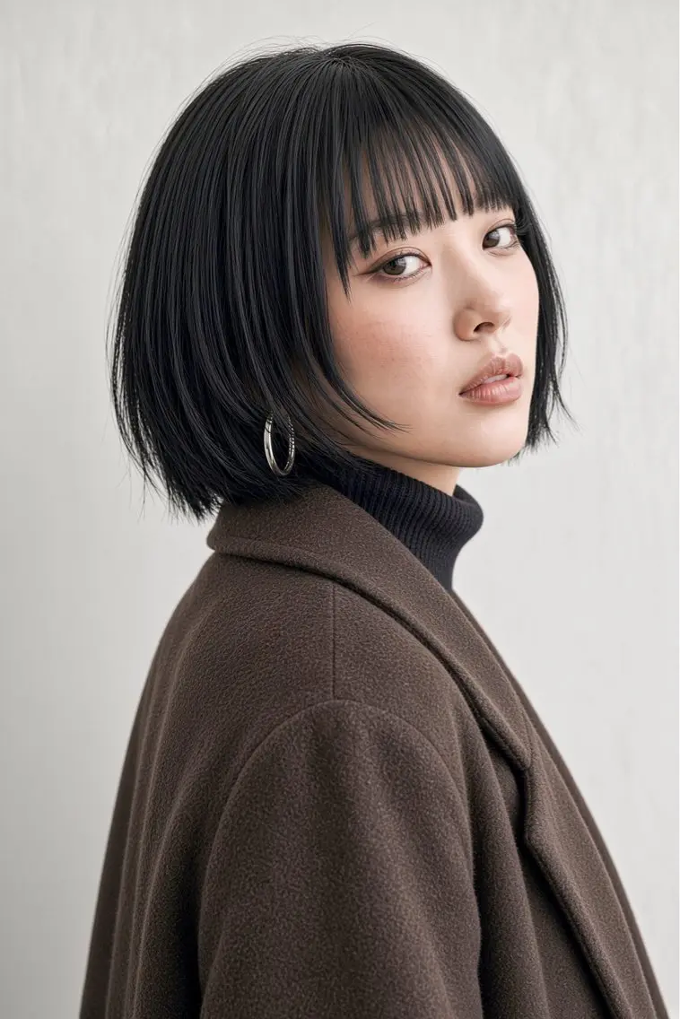 ショート ボブ シースルーバング 石沢 知康のヘアスタイル