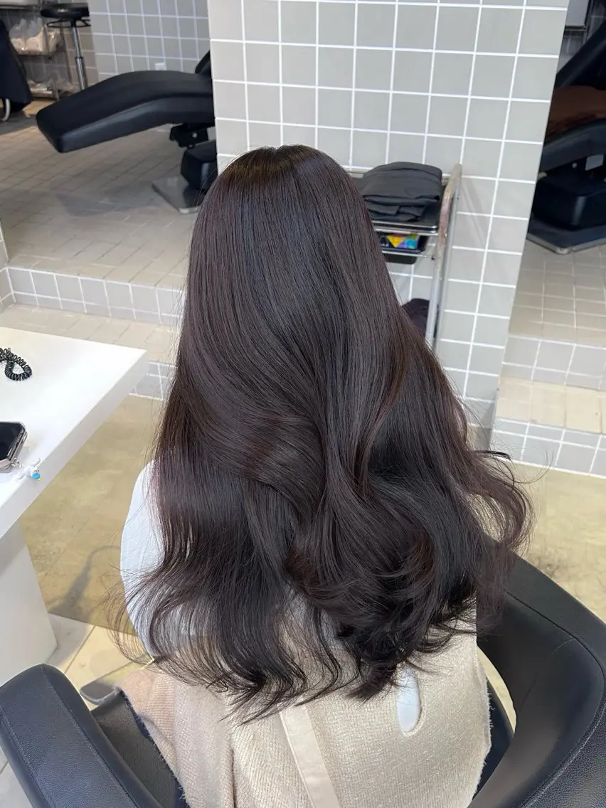 ロング カラー パーマ ヘアアレンジ メンズ キッズ ブリーチなしカラー/ ブラウン/レイヤーのヘアスタイル
