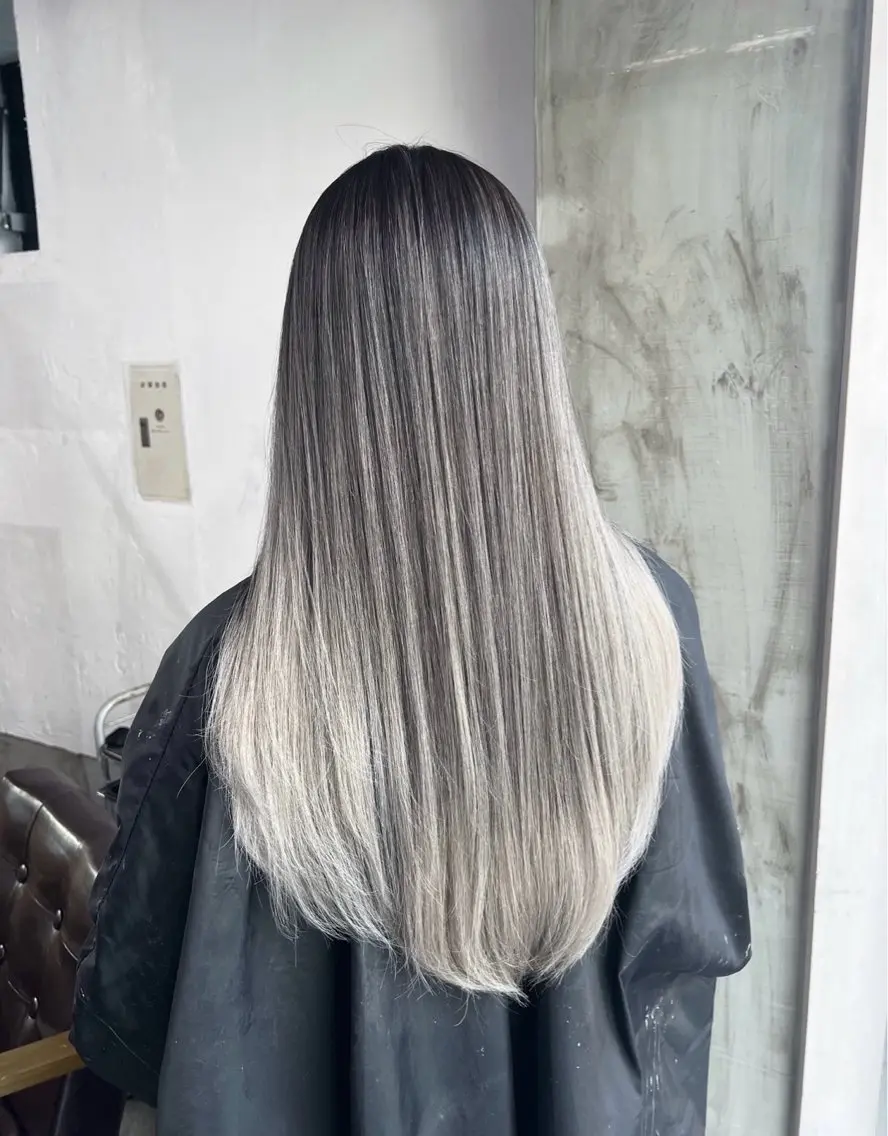 ロング カラー バレイヤージュ シルバー ホワイトシルバー レイヤーカット 指名数No.1 /NAOYAのヘアスタイル