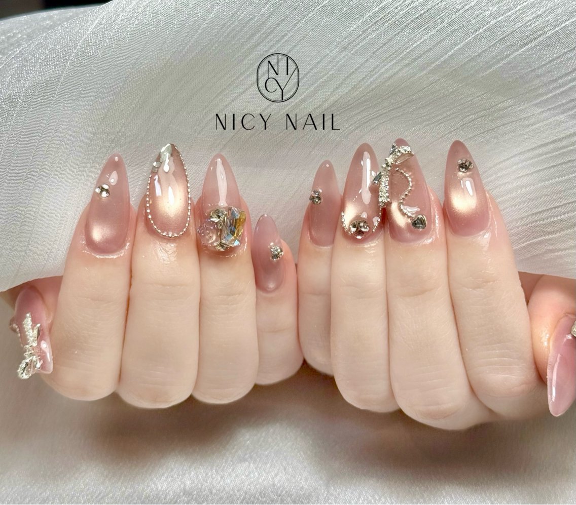 ネイル アートネイル オーロラネイル ブルー チークネイル フットネイル ハンドネイル Rika_ Nicy Nailのネイルデザイン