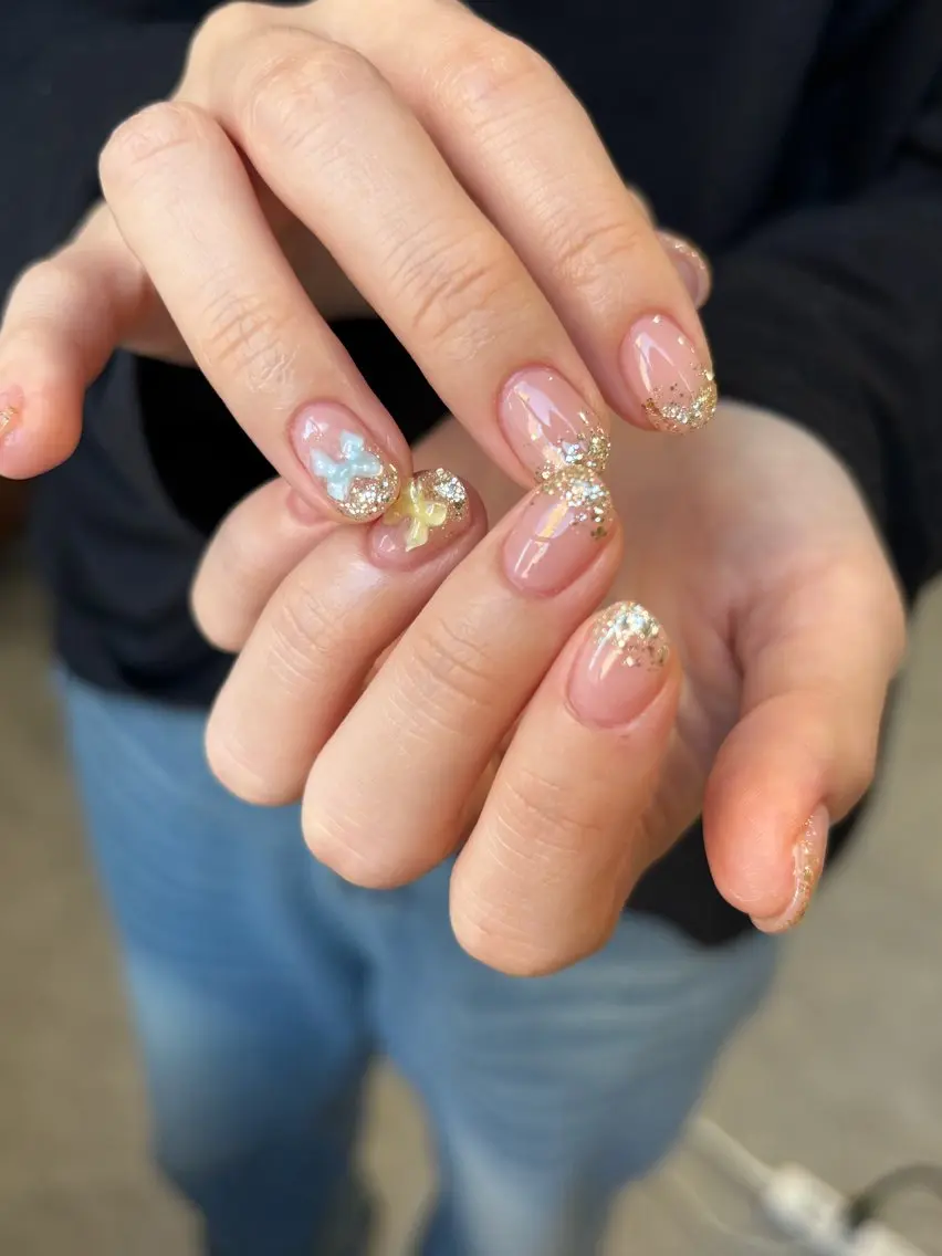 ネイル ラメ(グリッター) リボン ogura maoのネイルデザイン