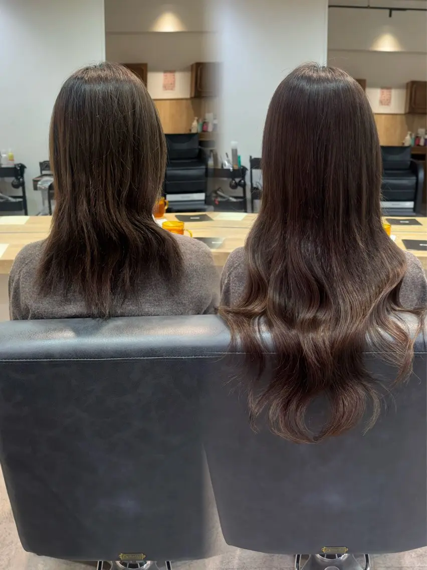 ロング カラー ヘアアレンジ シールエクステ ブラウンカラー エクステ ロング カット ヘアカラー エクステ ヘアセット 髪質改善縮毛矯正/ エクステ/ひふみ🌛のヘアスタイル