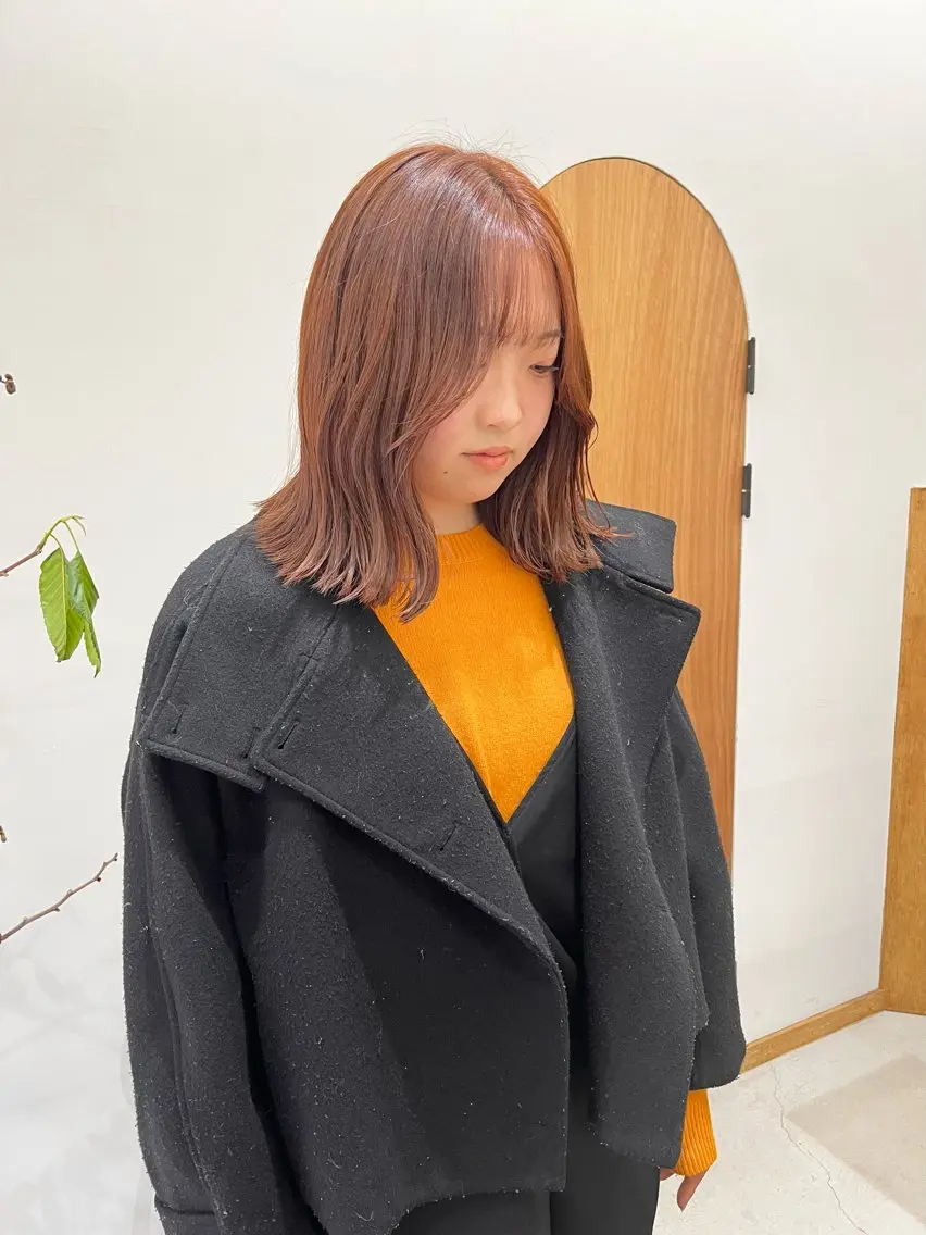 ミディアム カラー ヘアアレンジ ブリーチ ダブルカラー ブリーチなしカラー ena/ブリーチなし 透明感・レイヤー🎀のヘアスタイル