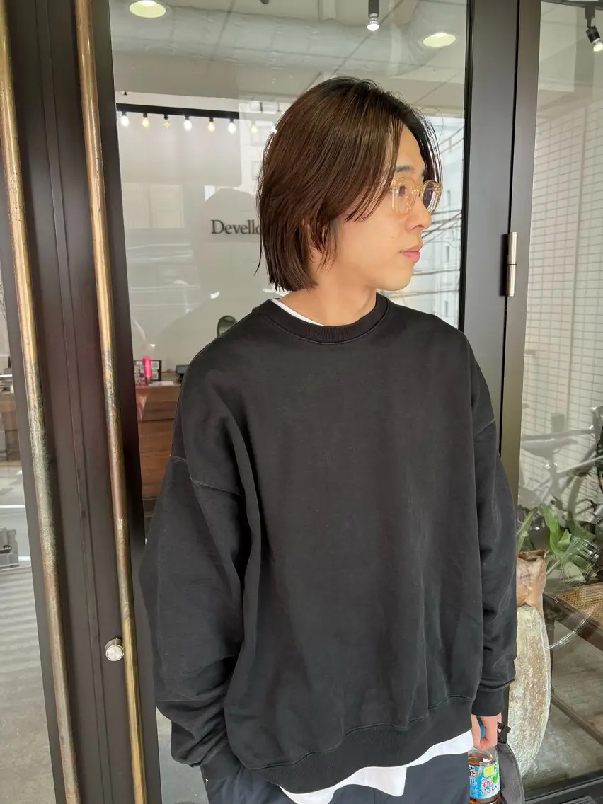 カラー メンズ ベージュカラー ブラウンカラー ブラウンベージュ ボブ カット ヘアカラー 千葉 郁也のヘアスタイル
