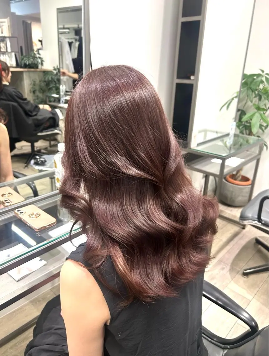 セミロング カラー ブラウンカラー ピンクカラー ピンクブラウン ヘアカラー 西口 陽菜🤍 透明感カラー/艶髪のヘアスタイル