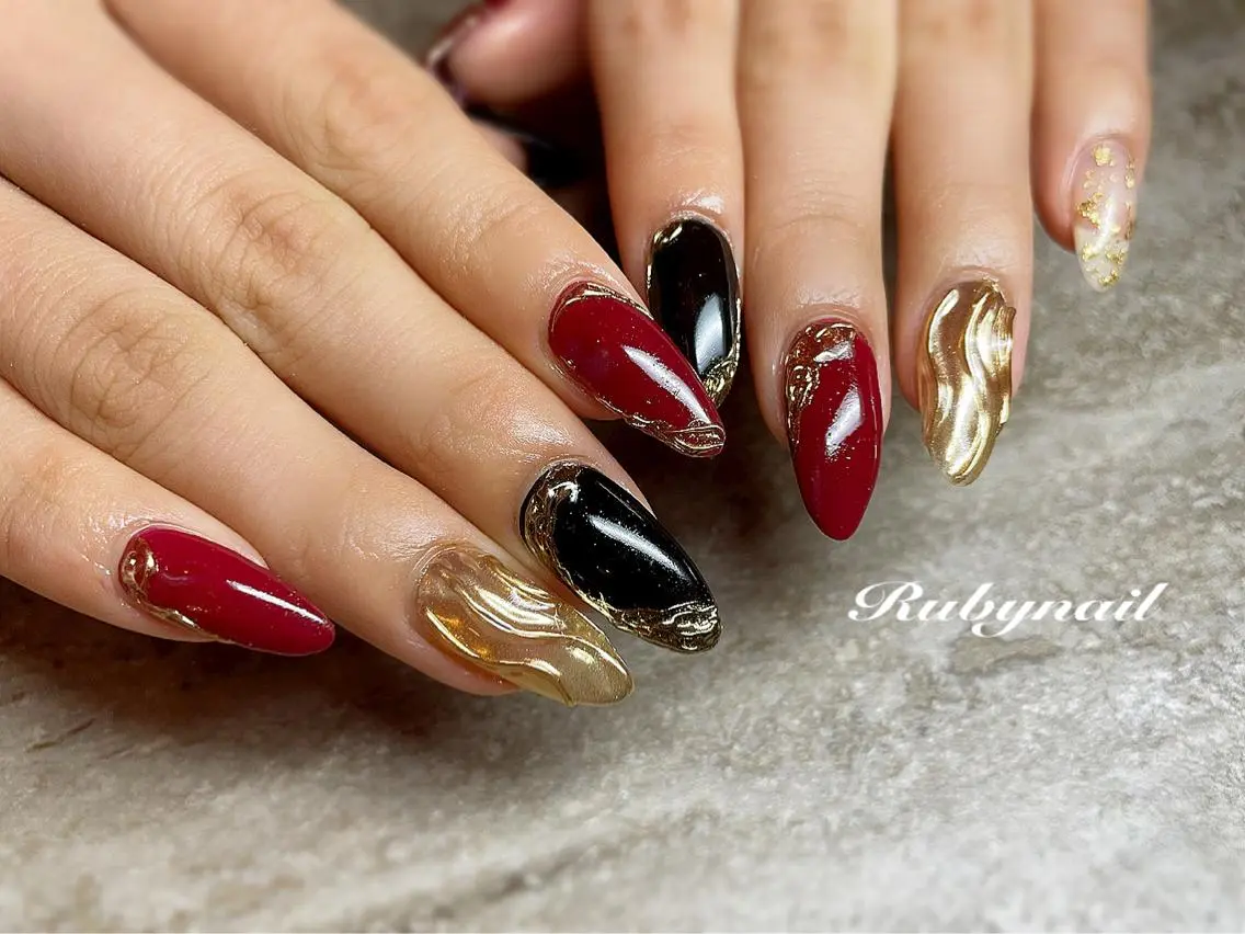 ネイル 成人式 ミラーネイル プライベートサロン Rubynailのネイルデザイン