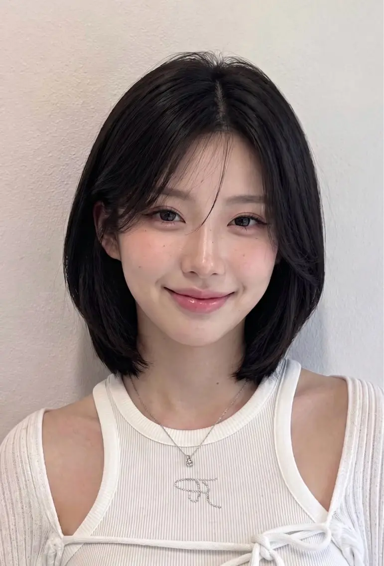ミディアム カラー カット ヘアカラー トリートメント Saki/レイヤー/ 柔色カラー/顔まわりのヘアスタイル