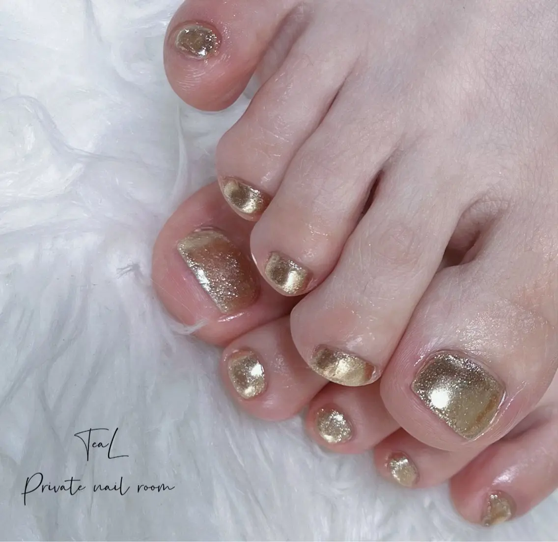ネイル フットネイル ミラーネイル シンプルネイル TeaL nailのネイルデザイン