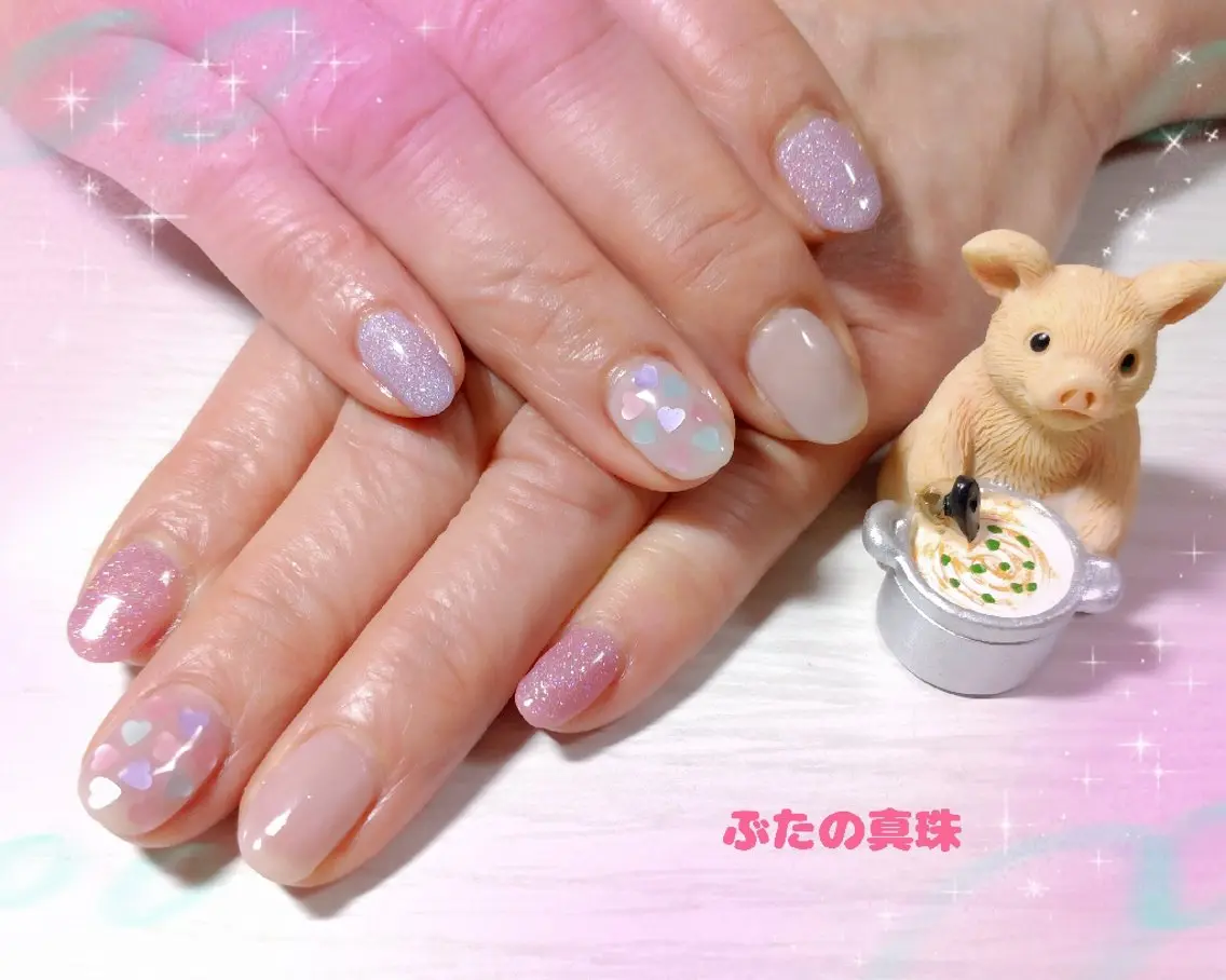 ネイル ハート ハンドネイル 林 珠里のネイルデザイン