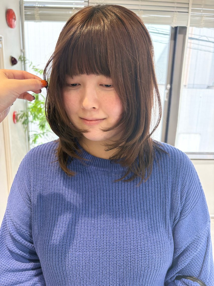 ミディアム カラー カット ヘアカラー レイヤーカット🍏 顔周りカット/ののかのヘアスタイル