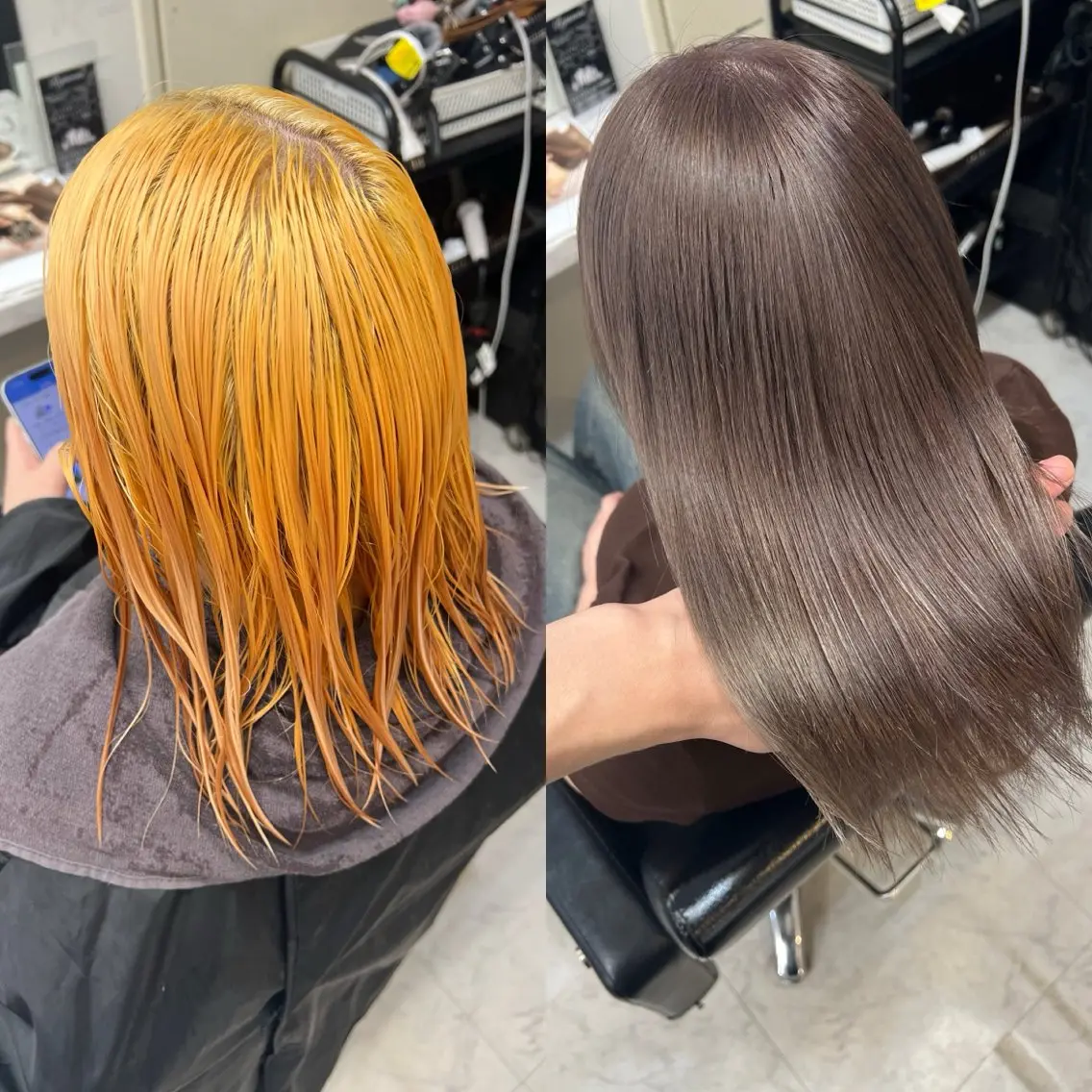 ミディアム カラー ブリーチ グレージュ カット ヘアカラー トリートメント ✨レイヤー/髪質改善 /エクステ✨ナカムラのヘアスタイル