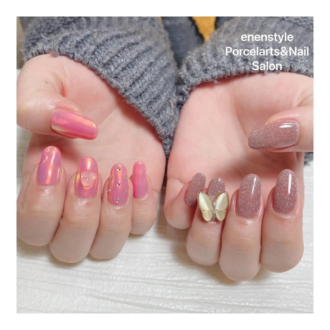ミディアム ネイル ハンドネイル 🐾enen style 🐾のネイルデザイン