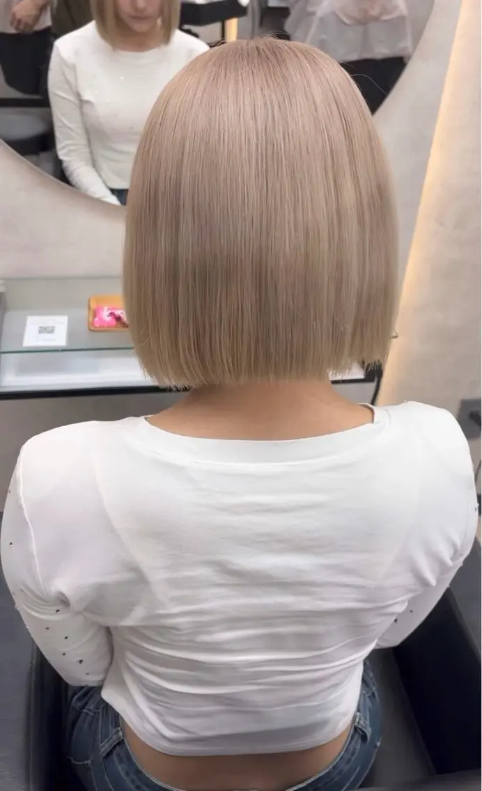 【ハイトーンボブもおすすめ💖】ダブルカラー（ブリーチあり）＋カット＋3stepトリートメントの写真