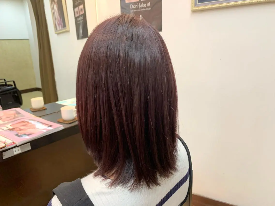 ミディアム カラー ブラウンカラー ピンクカラー ピンクブラウン カット ヘアカラー トリートメント IORI #韓国ヘア#髪質改善のヘアスタイル
