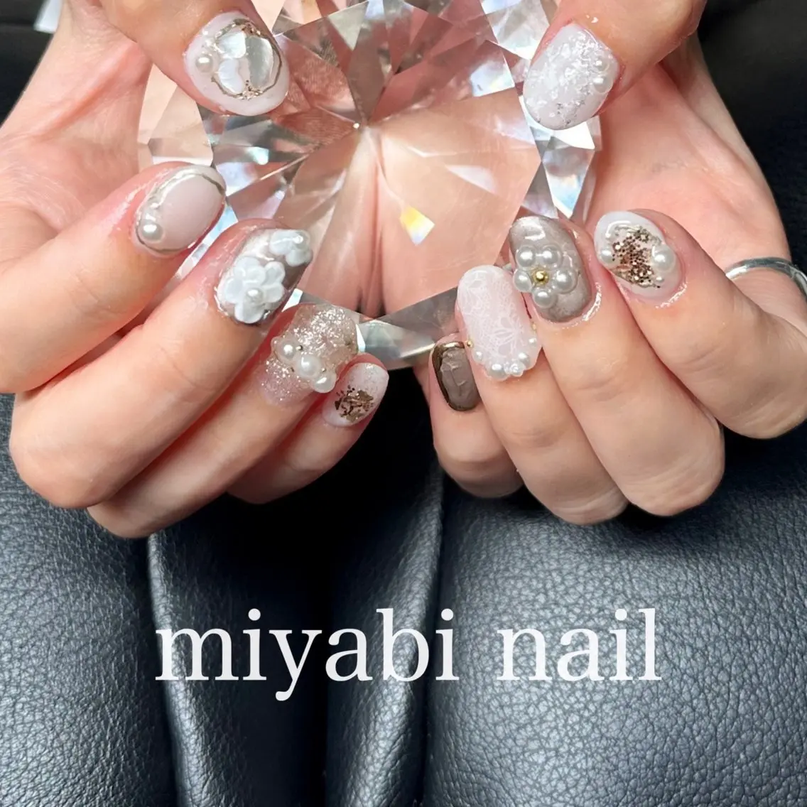 ネイル アートネイル フラワーネイル ジェルネイル レース 持ち込み ハンドネイル miyabi nail 桂川駅近くのネイルデザイン