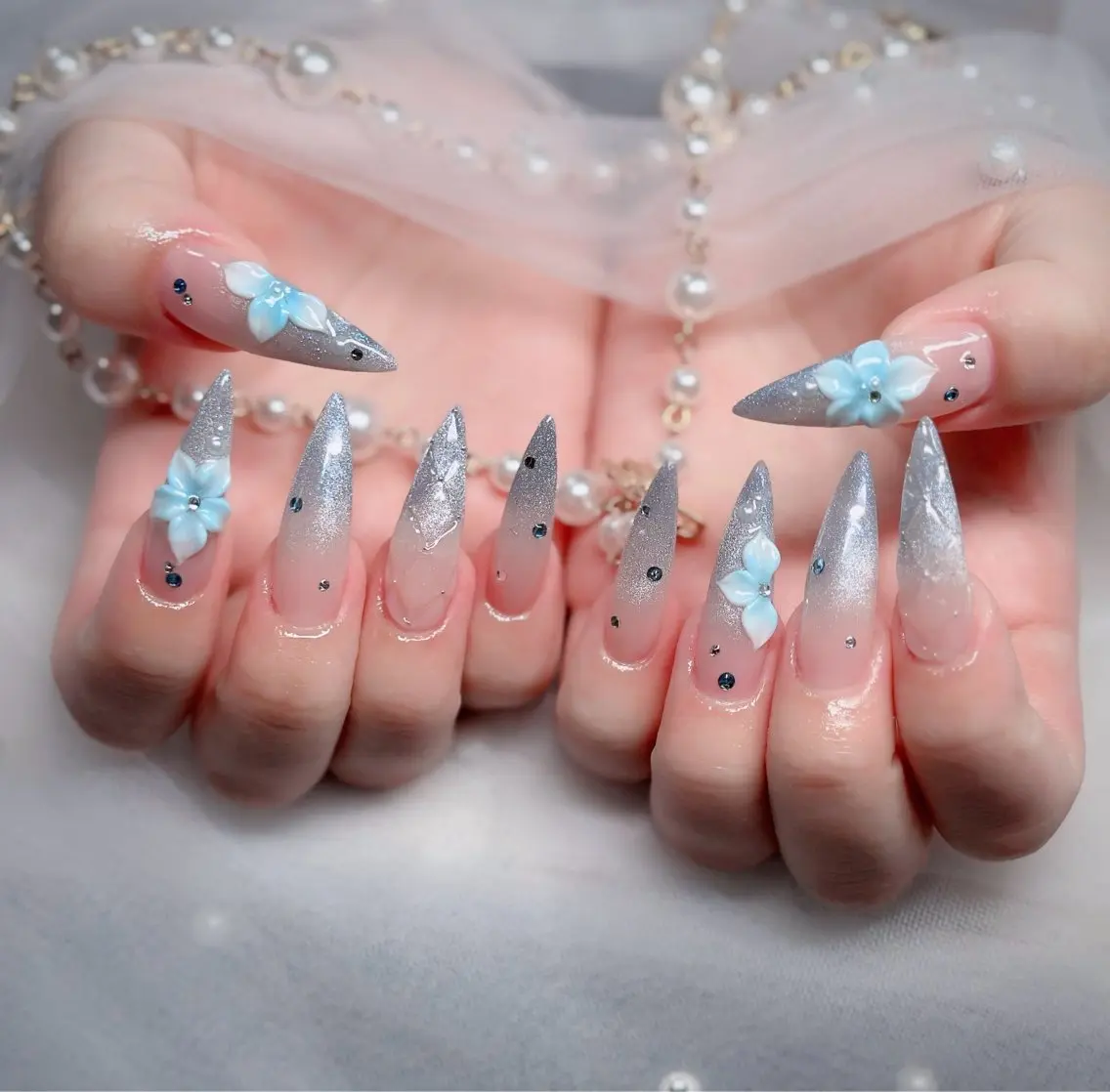ネイル ハート キラキラネイル リボン ハンドネイル キノコ H.babynailのネイルデザイン