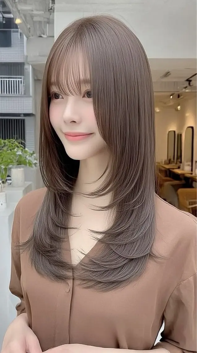 ロング カラー ヘアカラー 🍒モテ暖色カラー × うる艶✧ ゆなのヘアスタイル