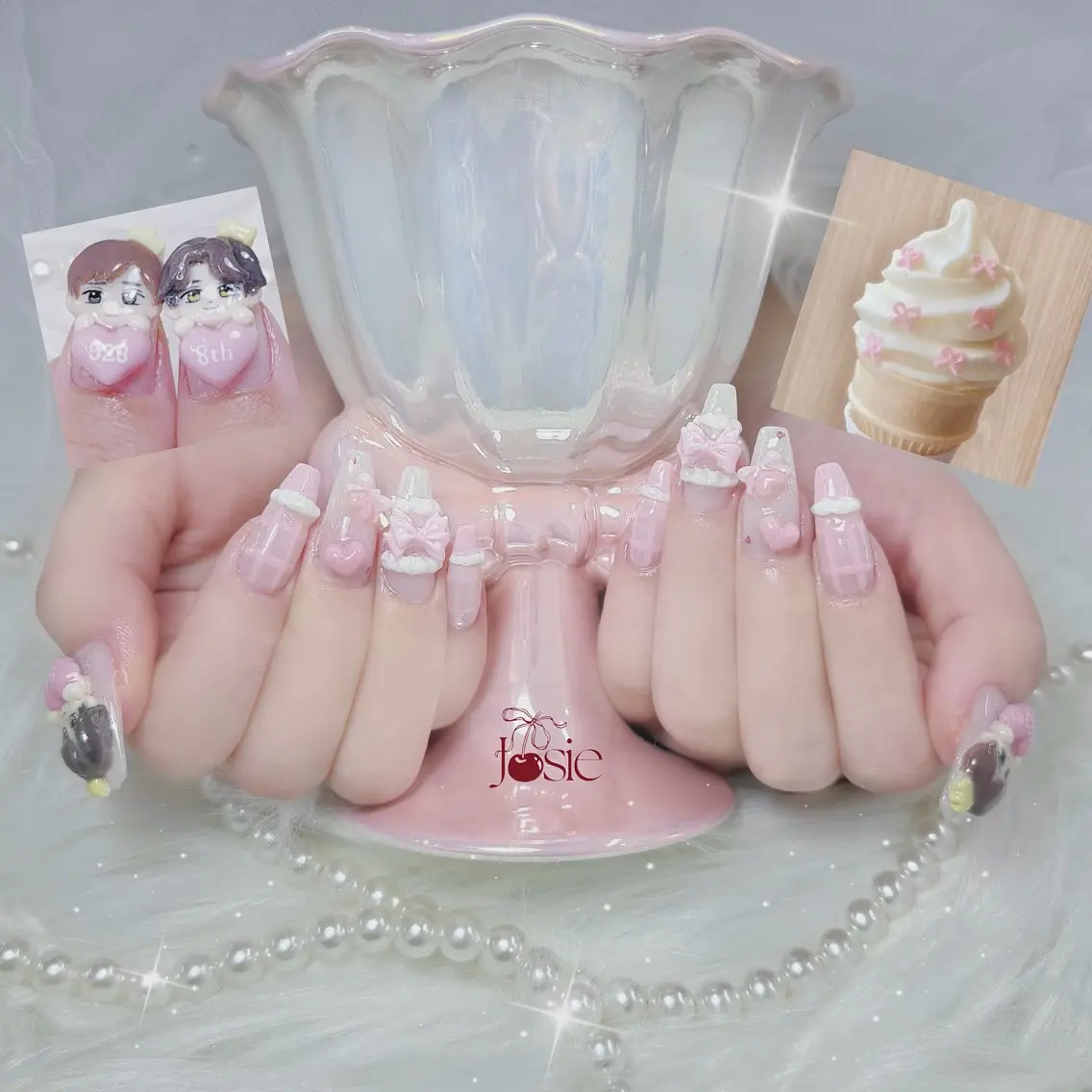 ネイル キラキラネイル 韓国ネイル 持ち込み ワンホンネイル ハンドネイル JOSIE nail studioのネイルデザイン