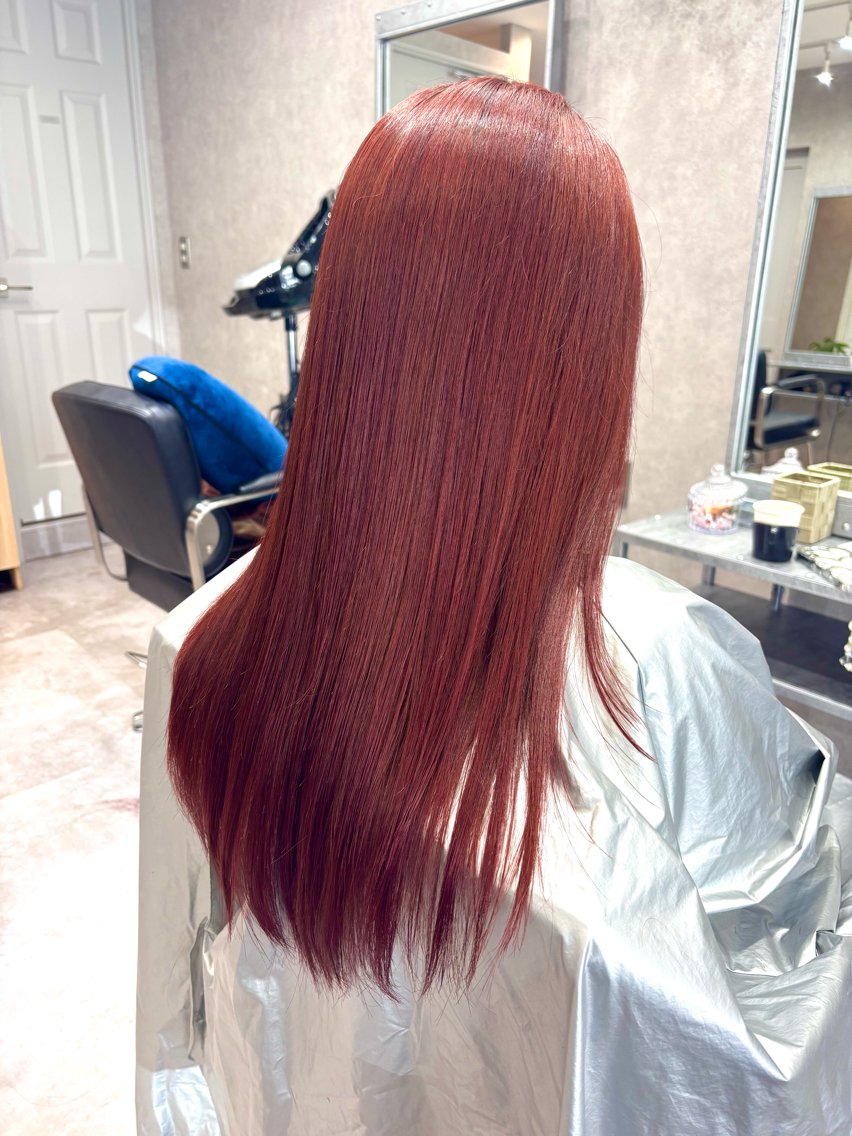 ロング カラー レッドカラー ヘアカラー トリートメント 小川 海のヘアスタイル