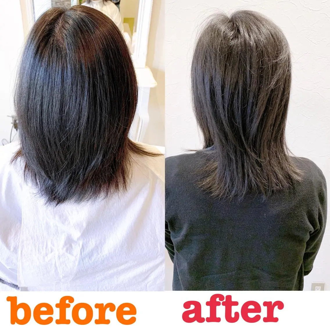 ミディアム アッシュ 外国人風カラー ドライ カット✂️髪質改善のヘアスタイル