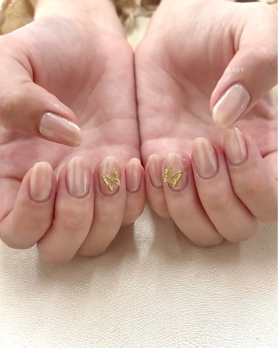 ネイル オーロラネイル ニュアンスネイル ピンク 春ネイル ハンドネイル Mary nail .narumiのネイルデザイン