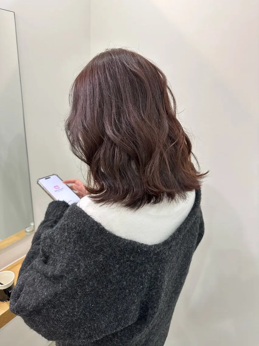 ミディアム カラー ブリーチ ダブルカラー ブリーチなしカラー カット ヘアカラー トリートメント レイヤー/ナチュラル 💐nao.のヘアスタイル