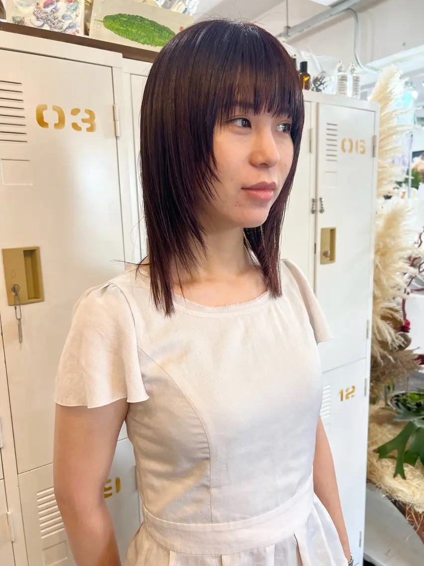 ミディアム カラー ブラウンカラー 髪質改善 似合わせカット トリートメント LOMARLIE JURIAのヘアスタイル