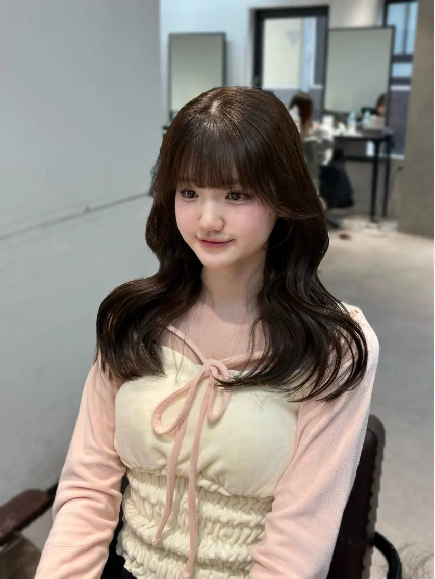 ロング カラー カット ヘアカラー ninaアイドル前髪 ×透明感🎀のヘアスタイル