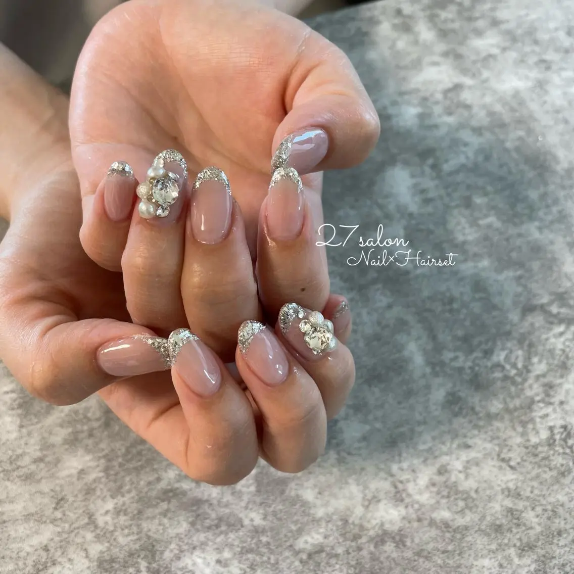 ネイル フレンチネイル ガラスフレンチ 27salon yuinaのネイルデザイン