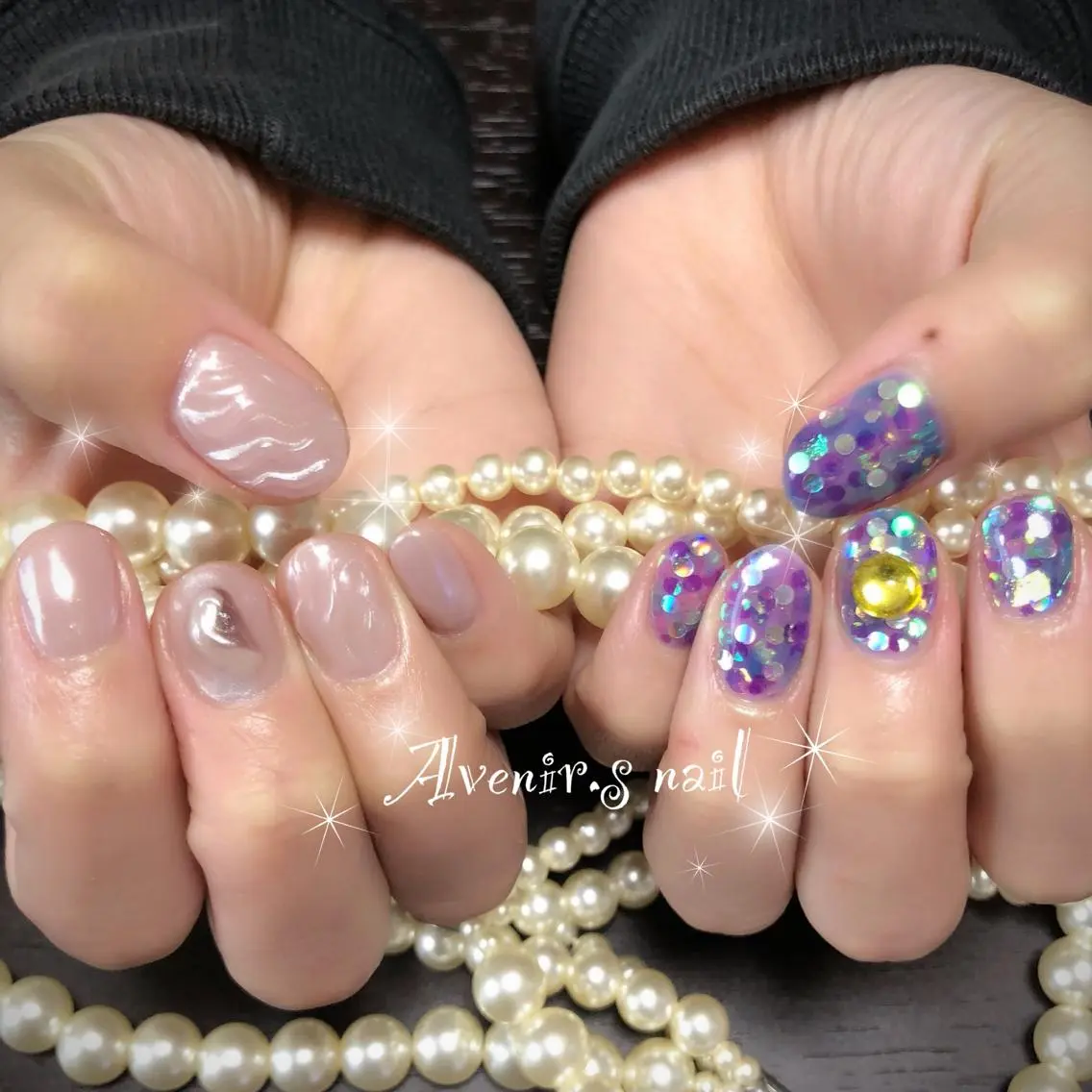 ネイル ハート ホログラムネイル Home Salon Avenir.のネイルデザイン