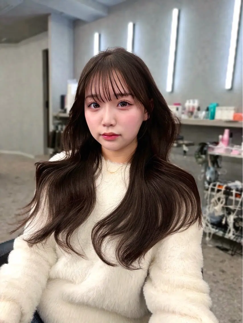 ロング ロングレイヤー 韓国風ヘア レイヤーカット ロング カット ヘアカラー トリートメント 木串 楽人のヘアスタイル