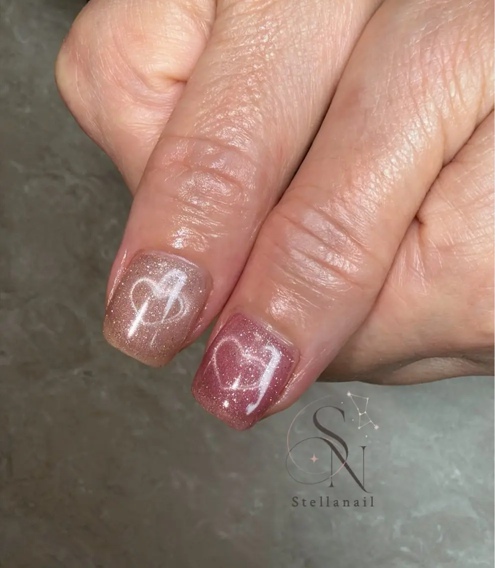 ネイル ハート マグネットネイル ハンドネイル Stella ✴︎nailのネイルデザイン