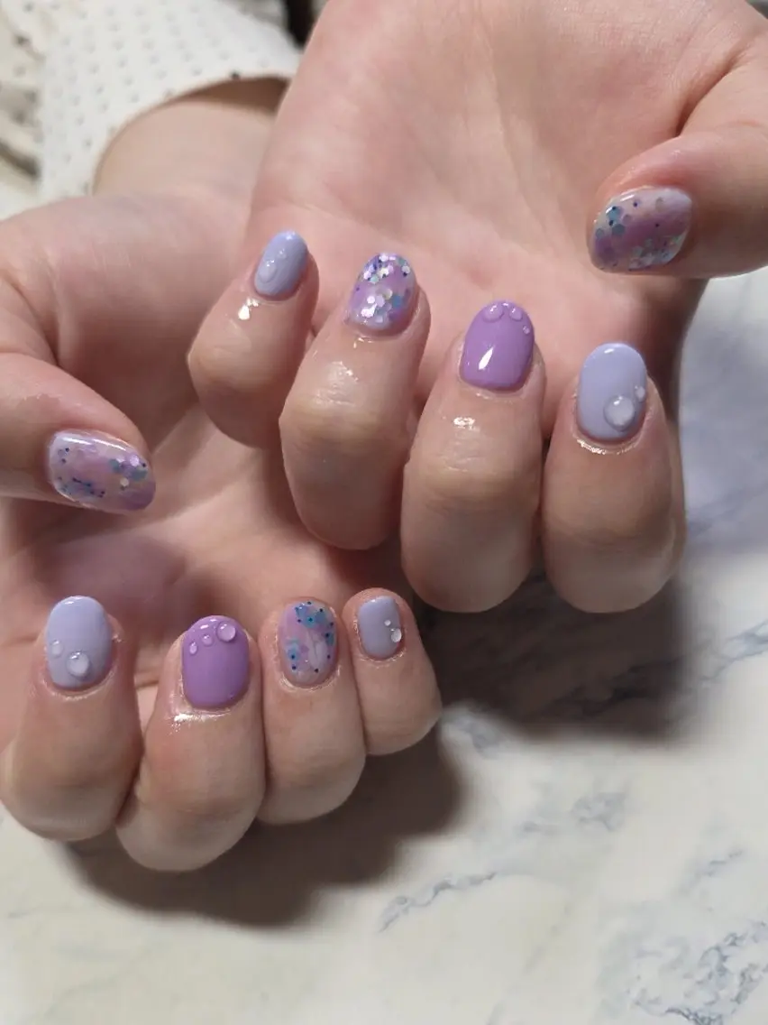 ネイル フラワーネイル ジェルネイル キラキラネイル 大理石ネイル(マーブル) パラジェル ハンドネイル flure de neige yukiのネイルデザイン