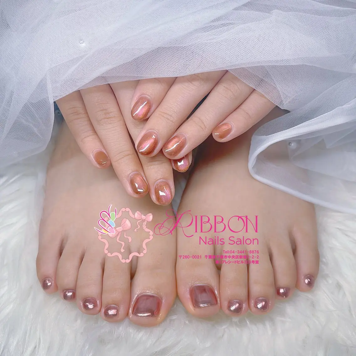 ネイル フットネイル フレンチネイル ジェルネイル マグネットネイル 持ち込み ハンドネイル Ribbonnail salonのネイルデザイン
