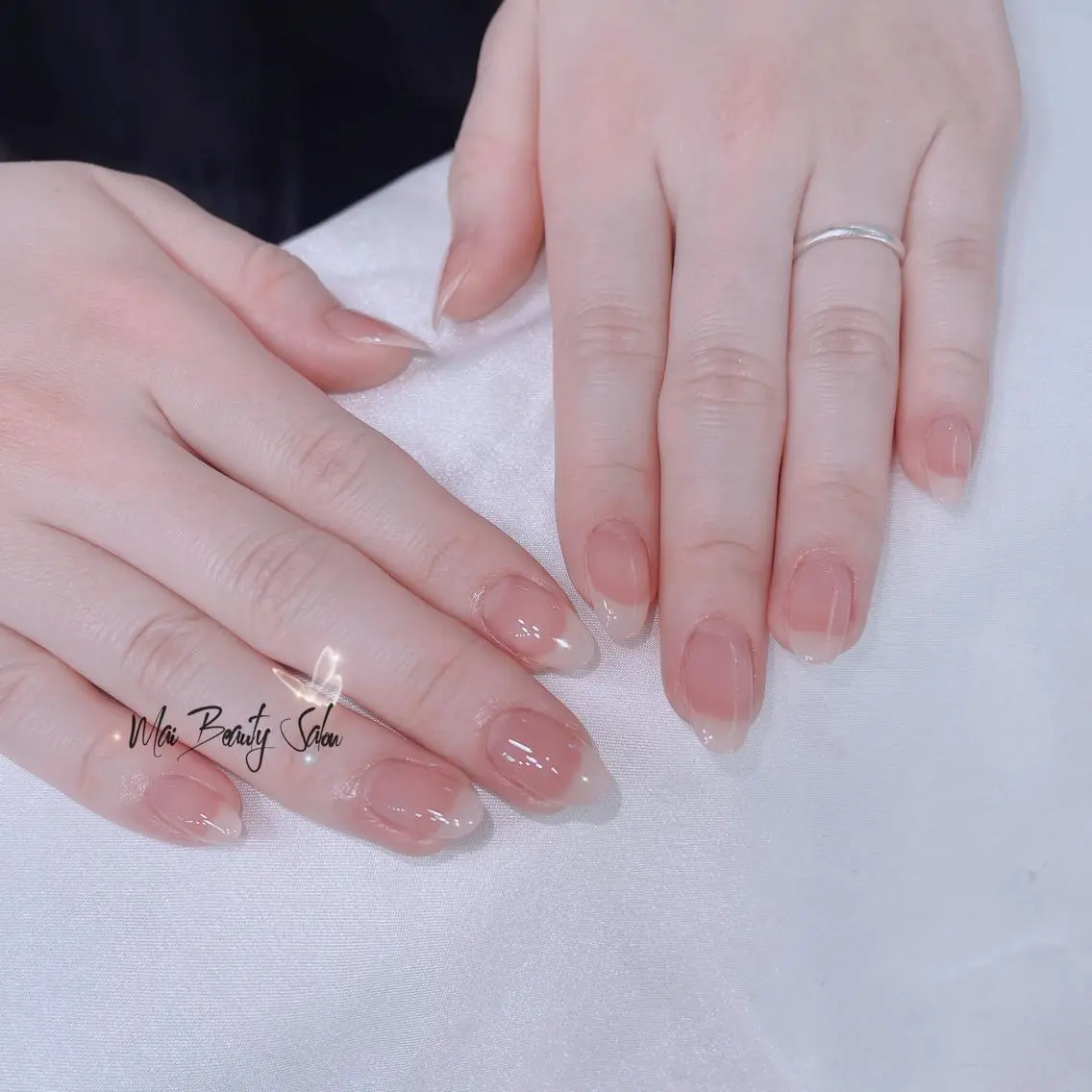 ネイル オーロラネイル 長さ出し フラッシュネイル フットネイル フレンチネイル MaiBeauty マイ マイのネイルデザイン