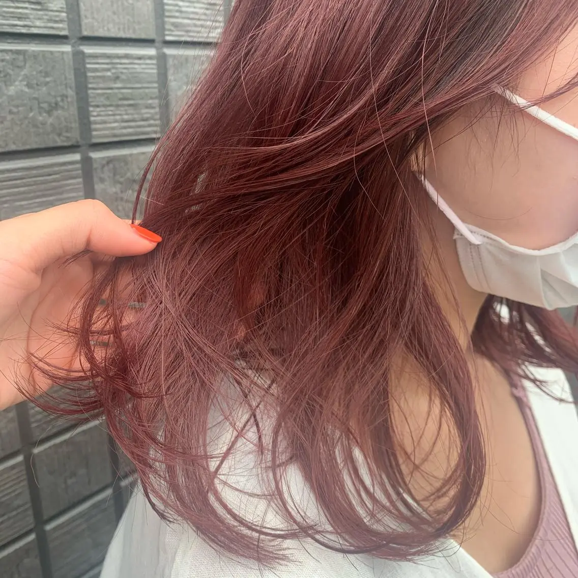 ミディアム カラー ブリーチ レッドカラー カット ヘアカラー トリートメント hubhair レイヤー/透明感のヘアスタイル