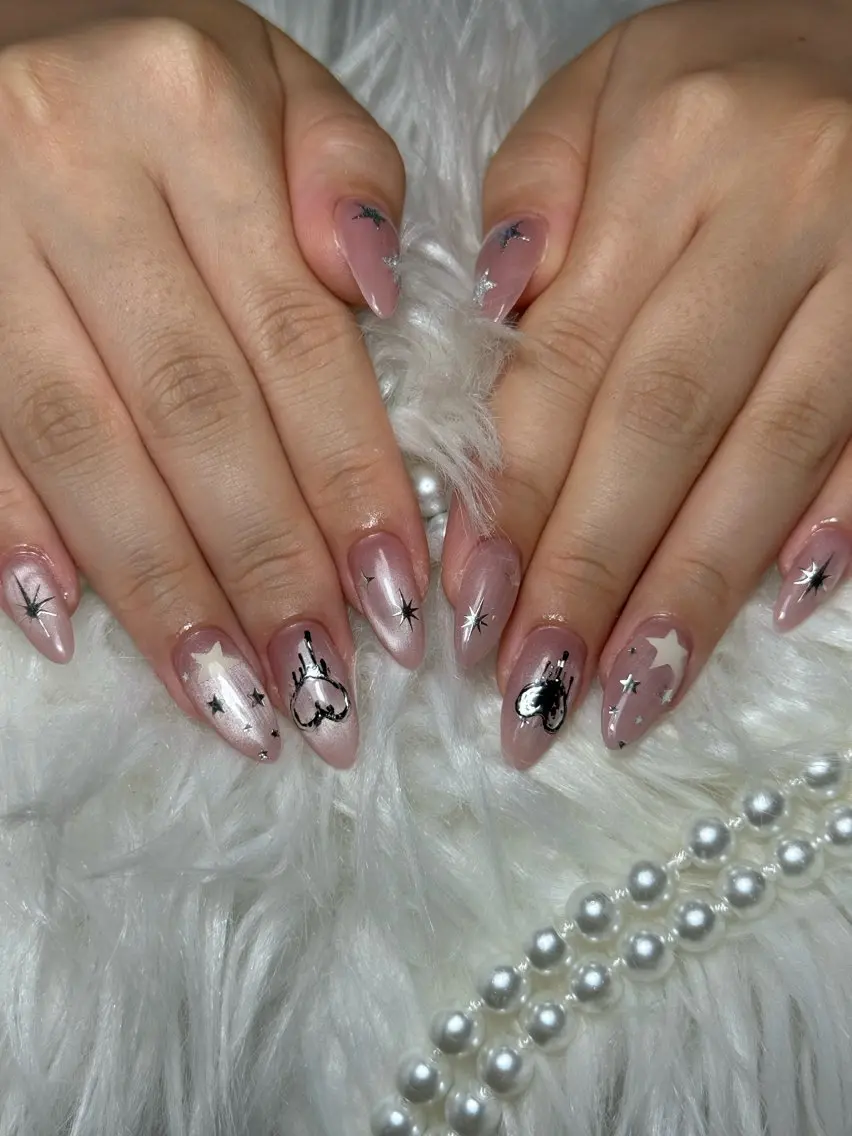 ネイル アートネイル オーロラネイル チークネイル 長さ出し フットネイル ハンドネイル 銀河_ Chan nailsのネイルデザイン