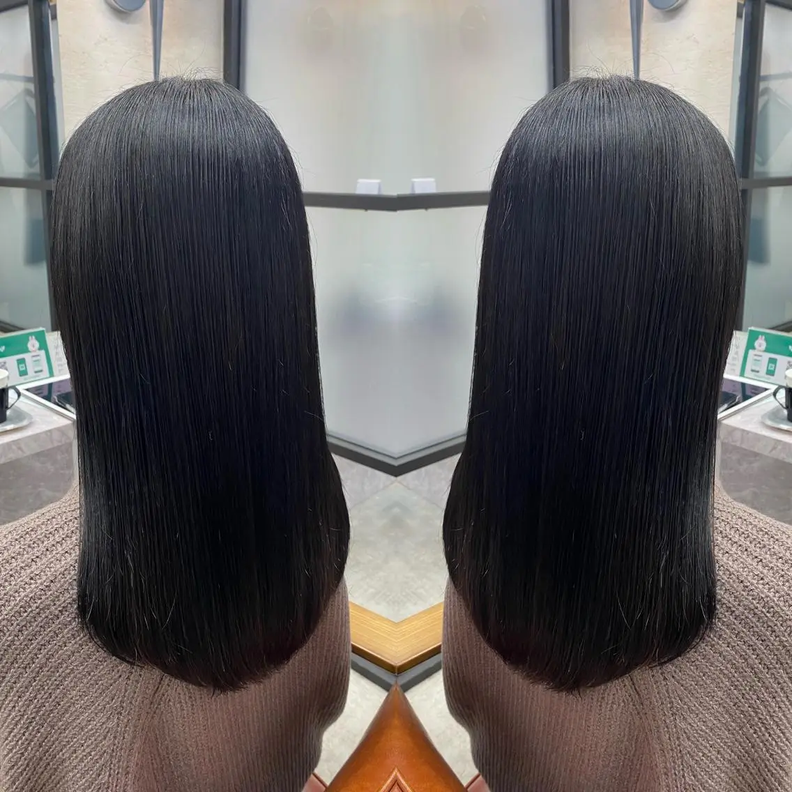セミロング カラー 黒髪 ネイビーカラー 艶カラー吉祥寺🌸 KAZUEのヘアスタイル