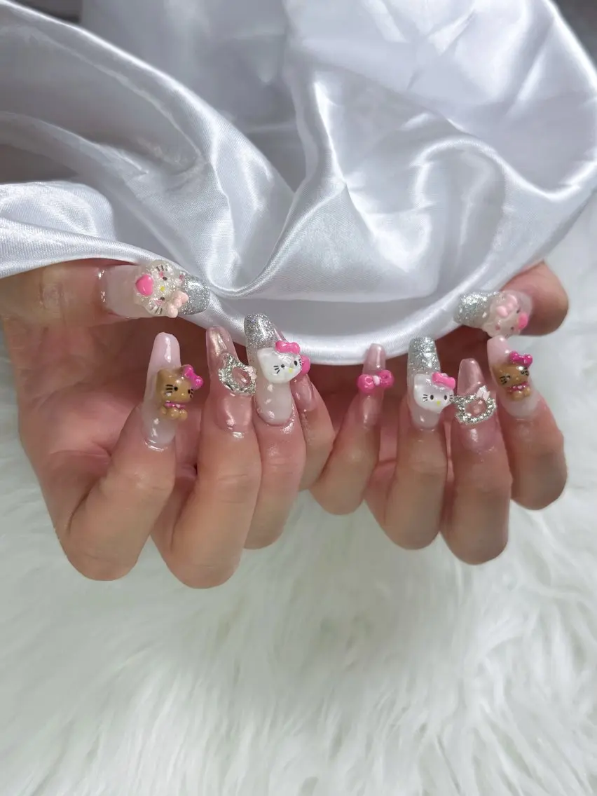ネイル ガーリー 韓国ネイル ピンク ハンドネイル Ryu Nail NekoChanのネイルデザイン