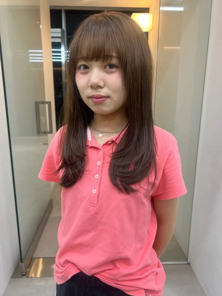 セミロング カラー ブラウンカラー レイヤーカット カット ヘアカラー トリートメント 吉沢遣人/レイヤー 艶カラー/抜け感のヘアスタイル