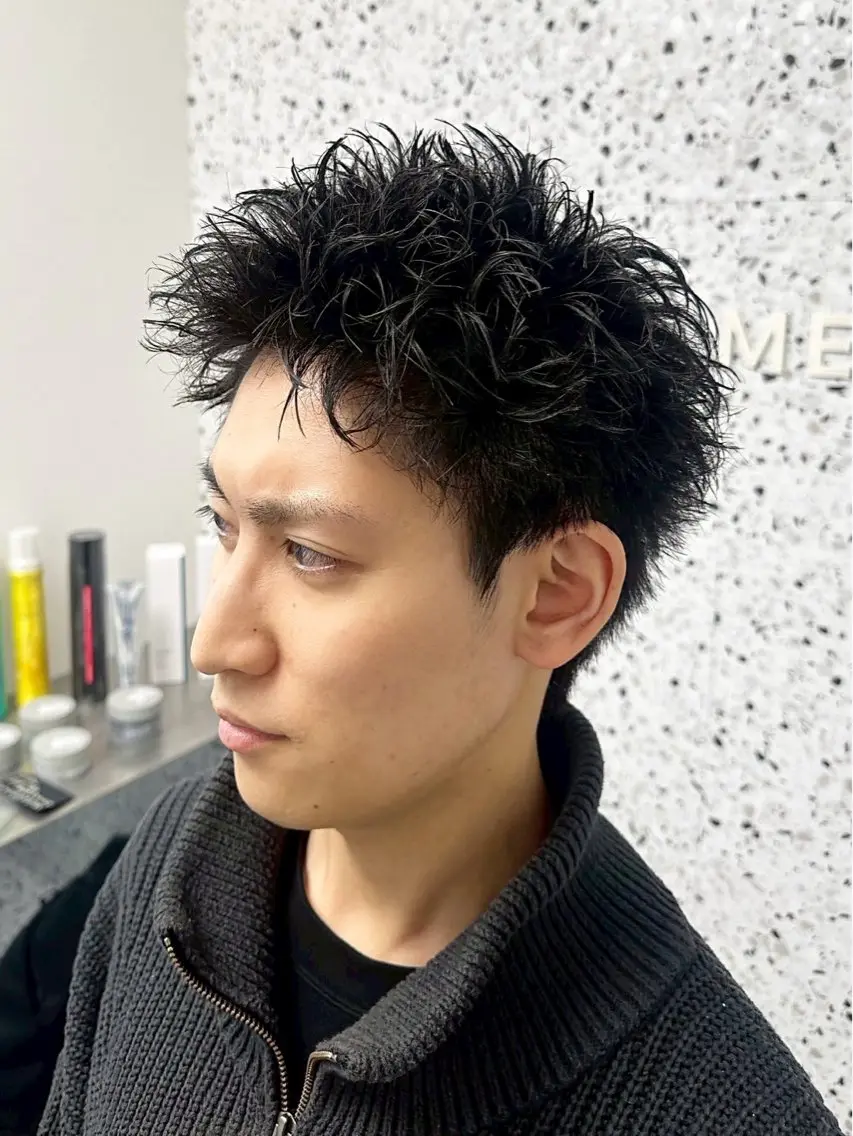 メンズ スパイキーショート メンズ専門/パーマ 特化/栄/北出瑞貴のヘアスタイル