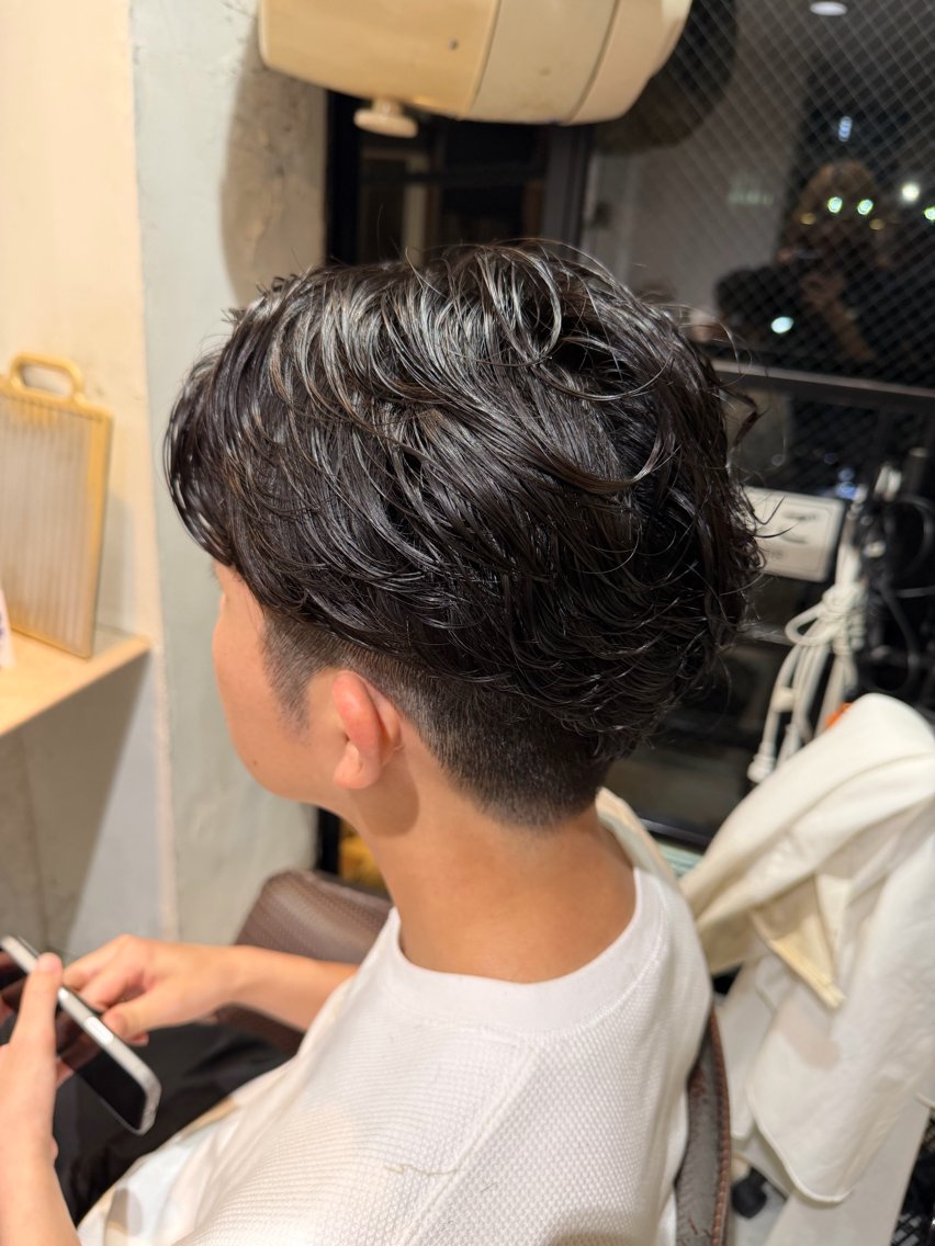 ショート パーマ メンズ センターパート マッシュ メンズパーマ ニュアンスパーマ REALCE吉祥寺 大木拓瑞のヘアスタイル