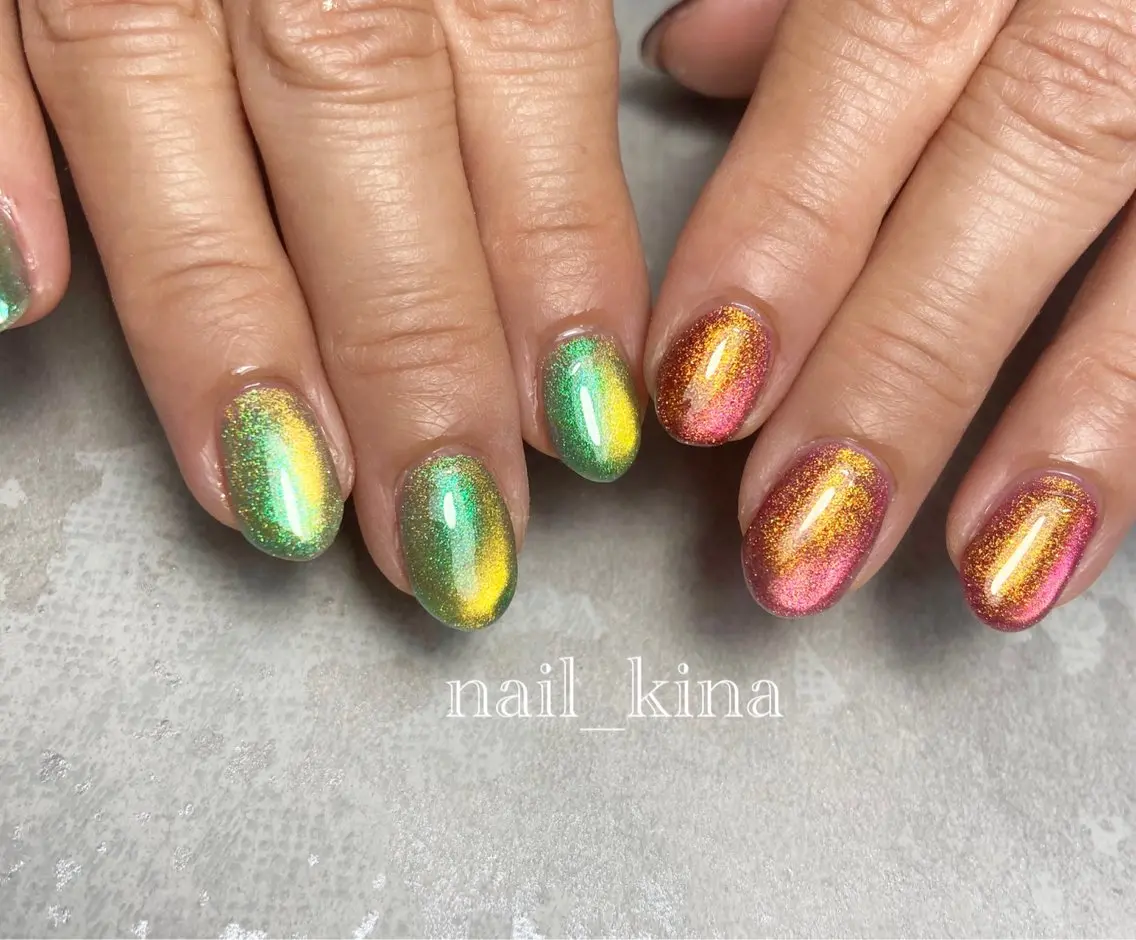 ネイル マグネットネイル マグネットワンカラー ワンカラーネイル nail_ kinaのネイルデザイン