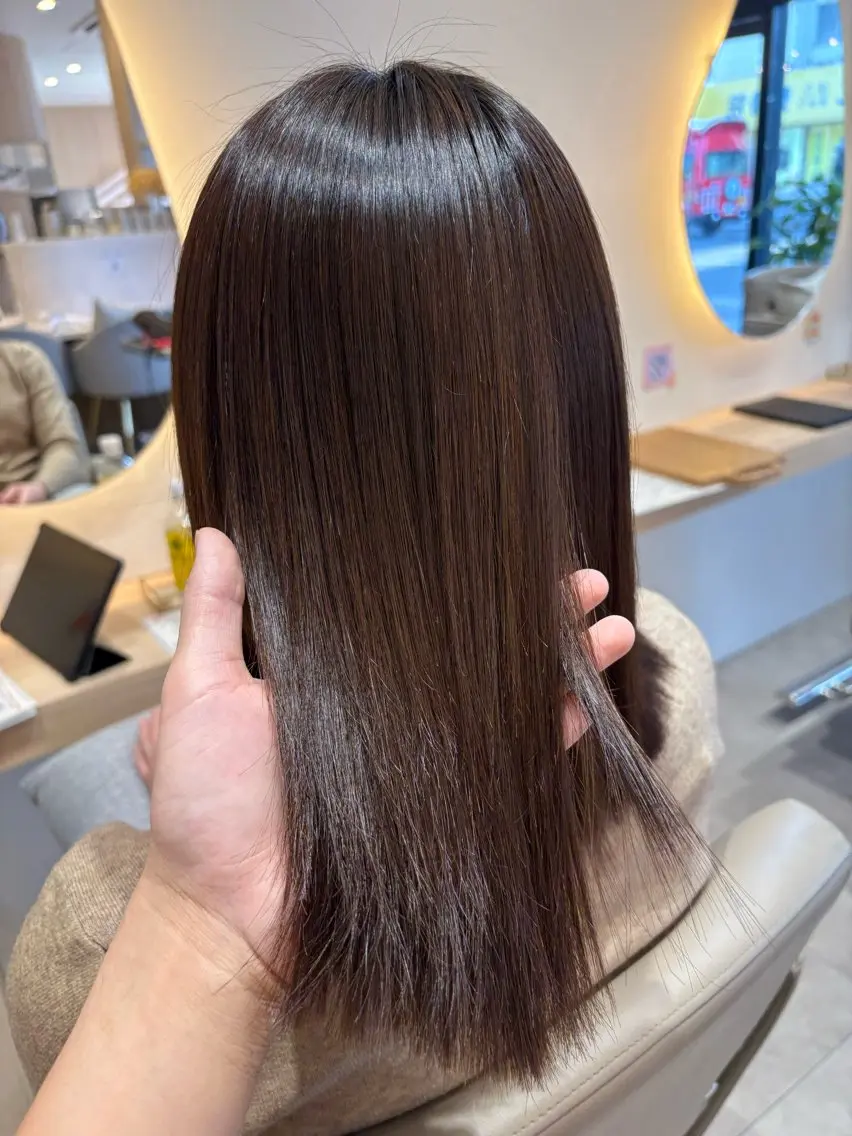 セミロング 伸ばしかけ 縮毛矯正 カット 縮毛矯正 レイヤー/透明感/髪 質改善/メンズ/佐藤のヘアスタイル